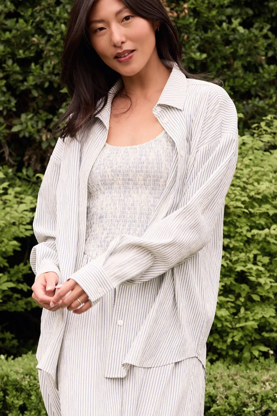 Sevilla Top in Blue & White Pinstripe
