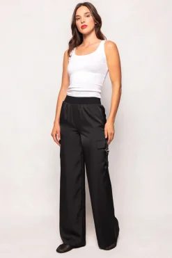 Shay Satin Pants in Black