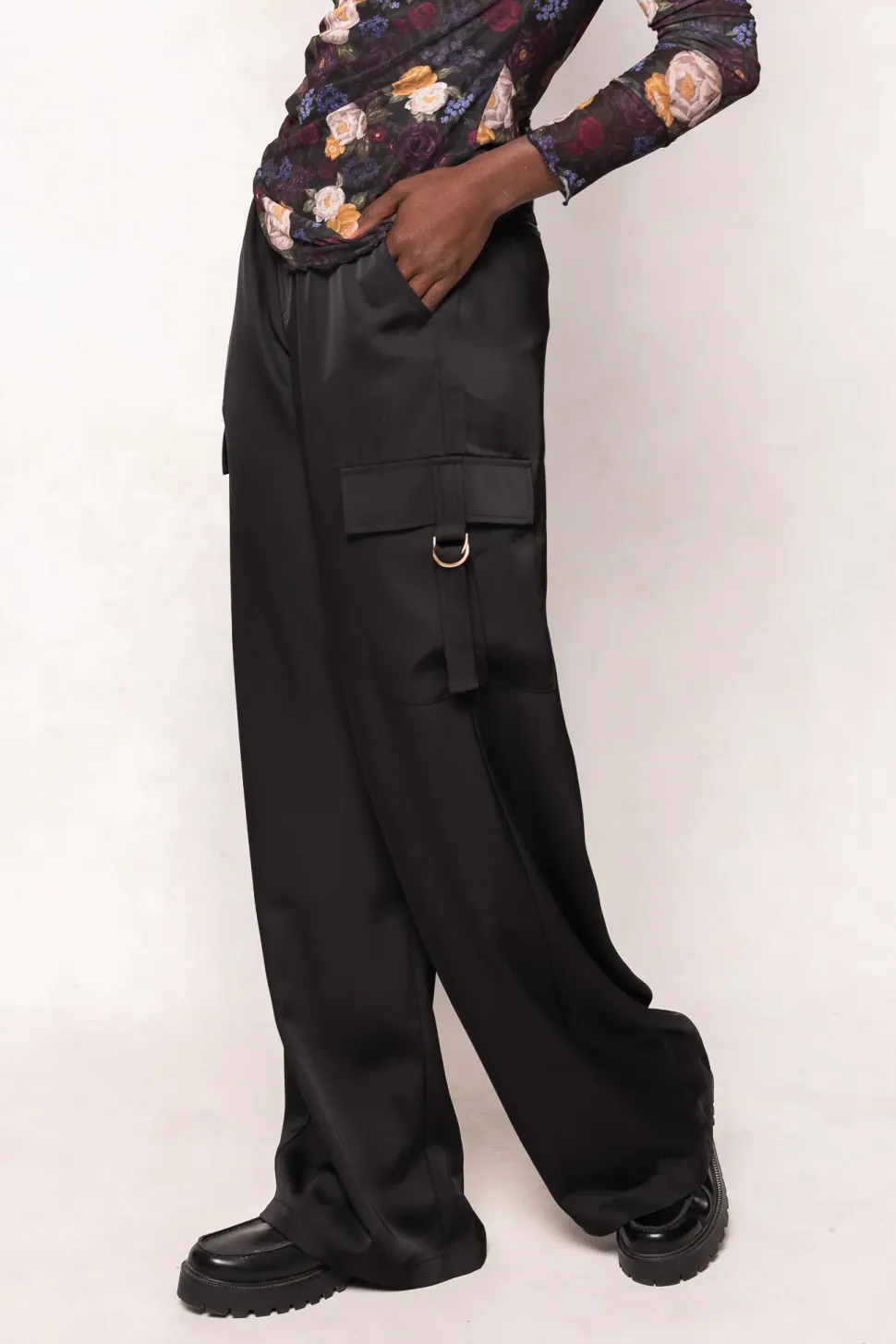 Shay Satin Pants in Black