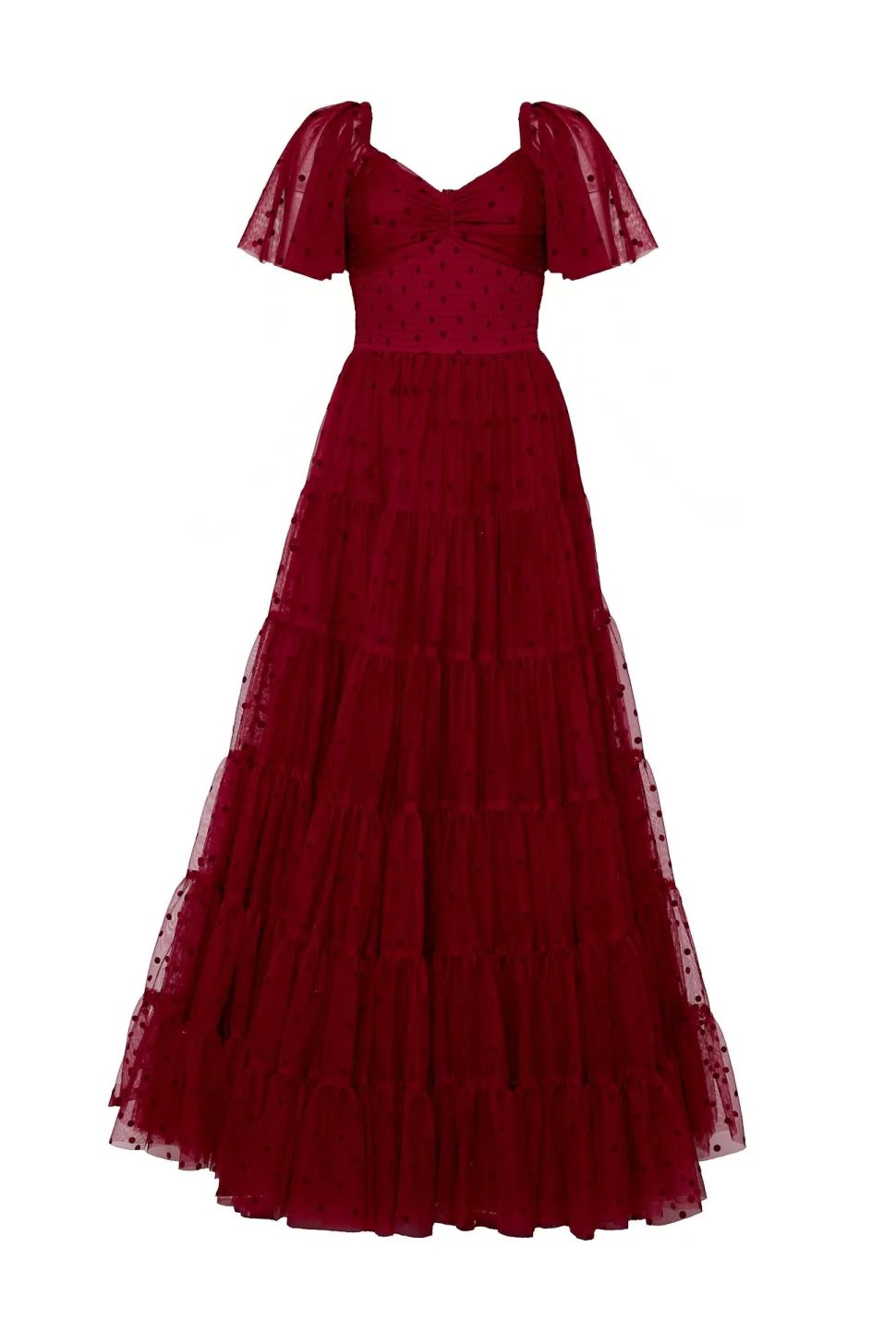 Solange Dress in Burgundy Tulle