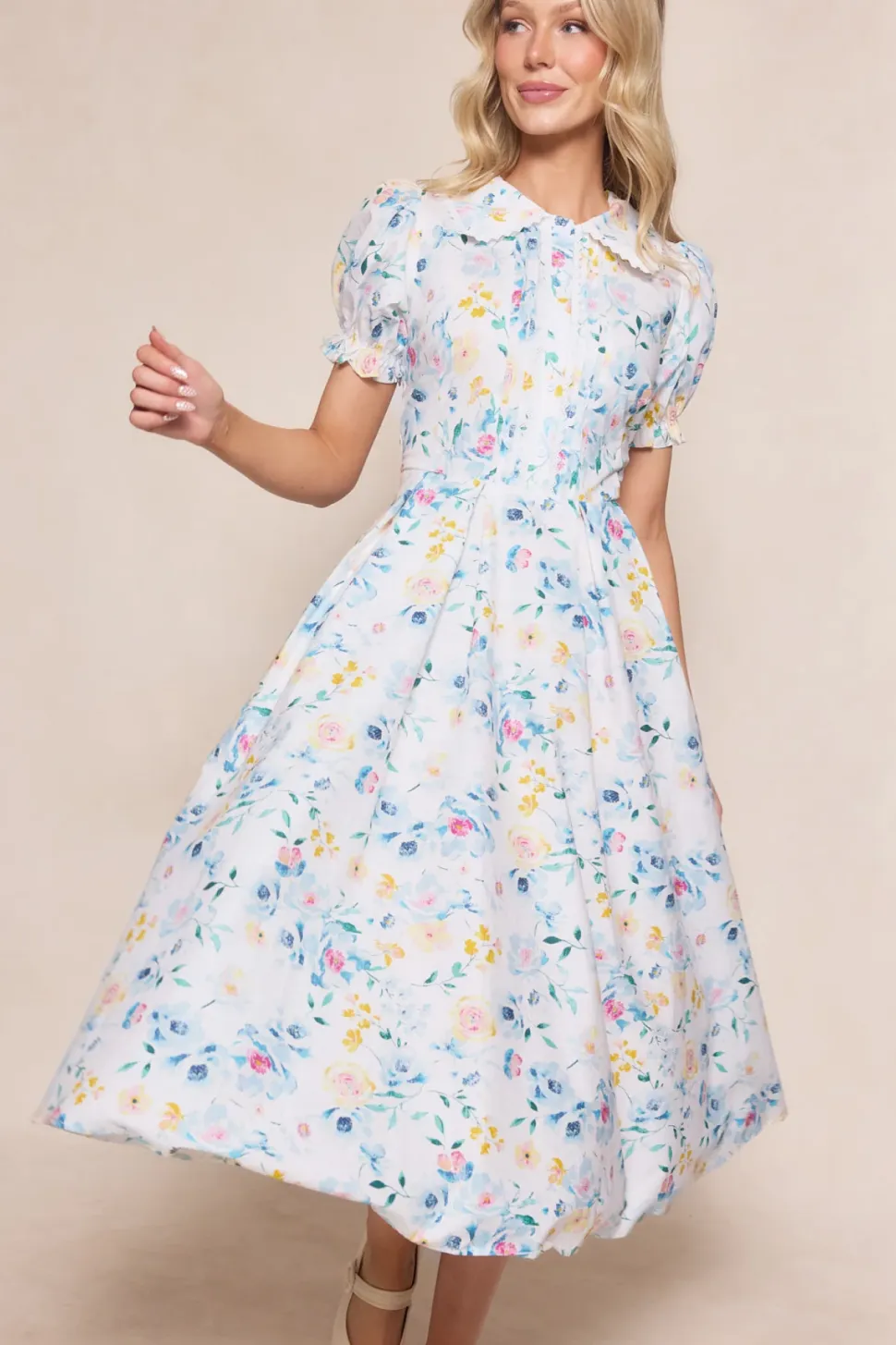 Sophia Dress in Blue Bouquet