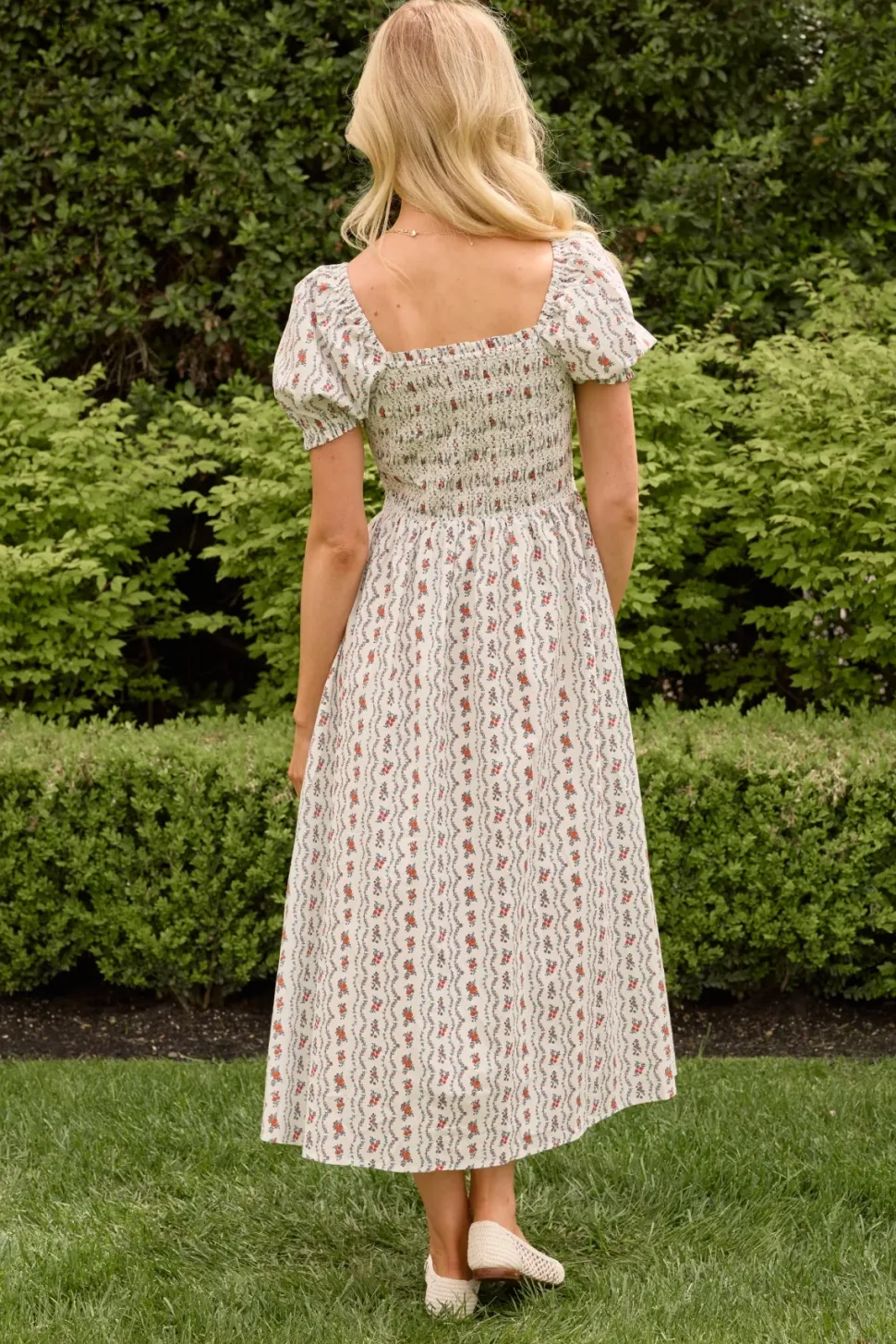 Sunday Best Dress in Linear Poppy Woodblock