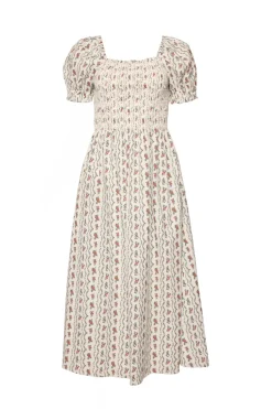 Sunday Best Dress in Linear Poppy Woodblock