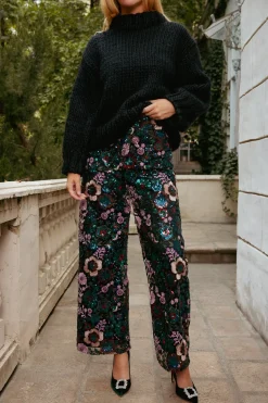 Tamsin Pants in Floral Sequin