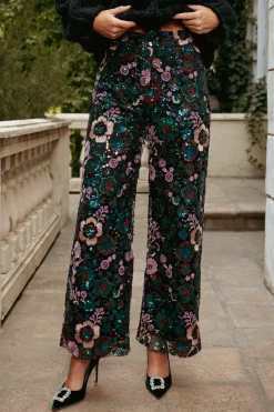 Tamsin Pants in Floral Sequin