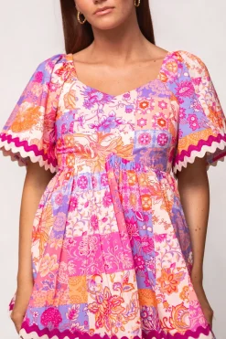 Tessa Dress in Pink Floral Tile