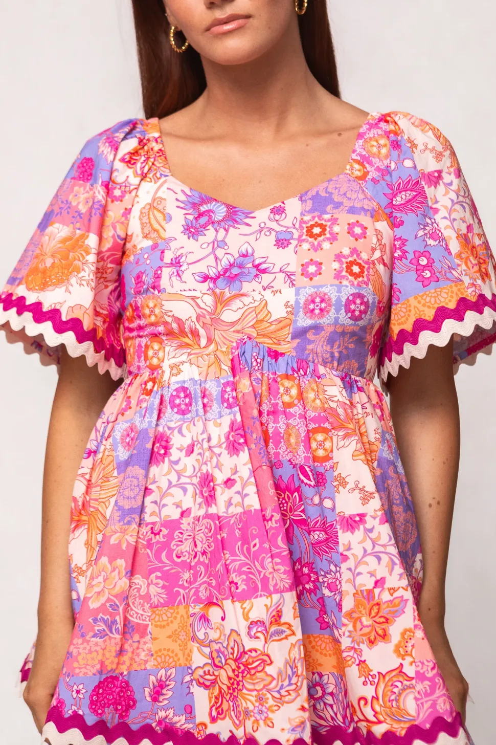 Tessa Dress in Pink Floral Tile