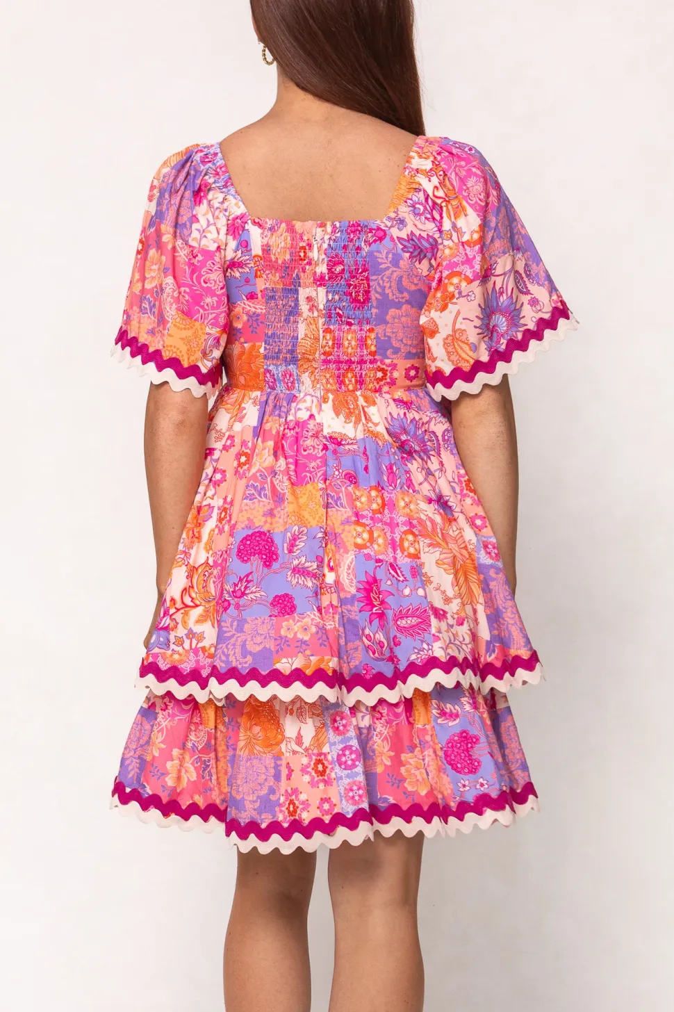 Tessa Dress in Pink Floral Tile