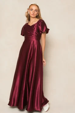 Tessie Dress in Wine Satin
