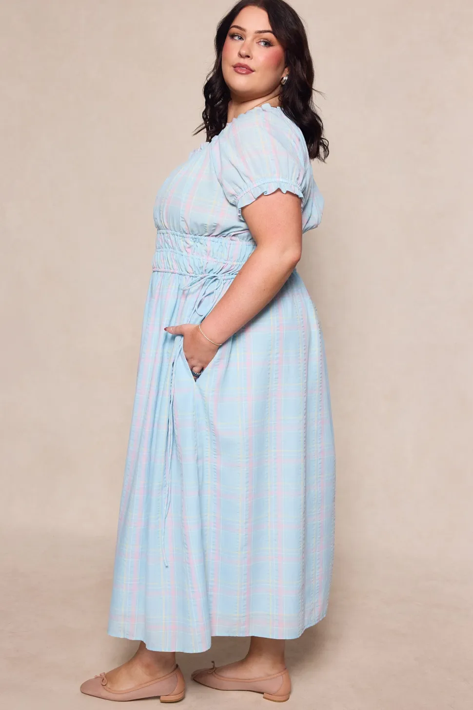 Thalia Dress in Pastel Plaid