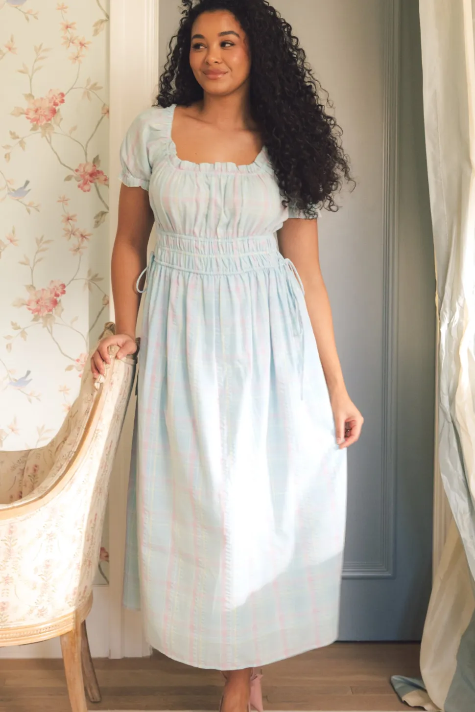 Thalia Dress in Pastel Plaid