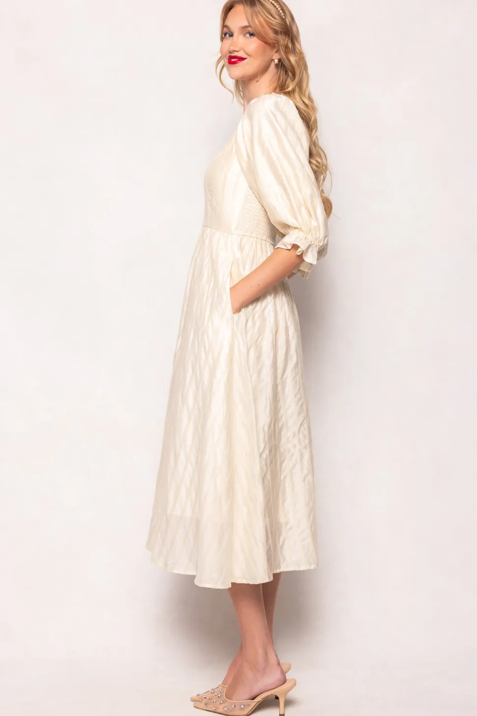 Tindra Dress in Cream Sequin