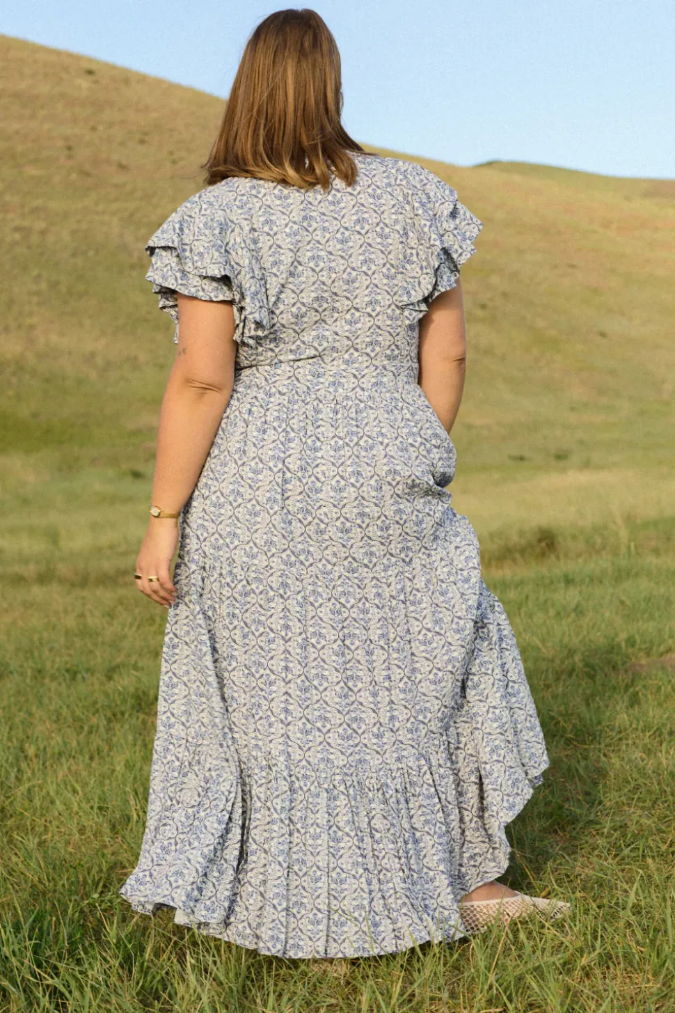 Trixie Dress in Blue Moroccan Tile
