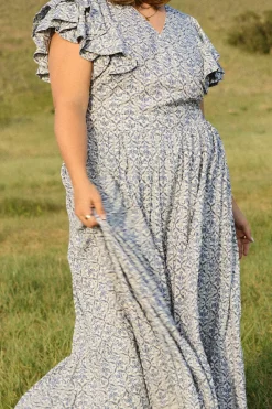 Trixie Dress in Blue Moroccan Tile