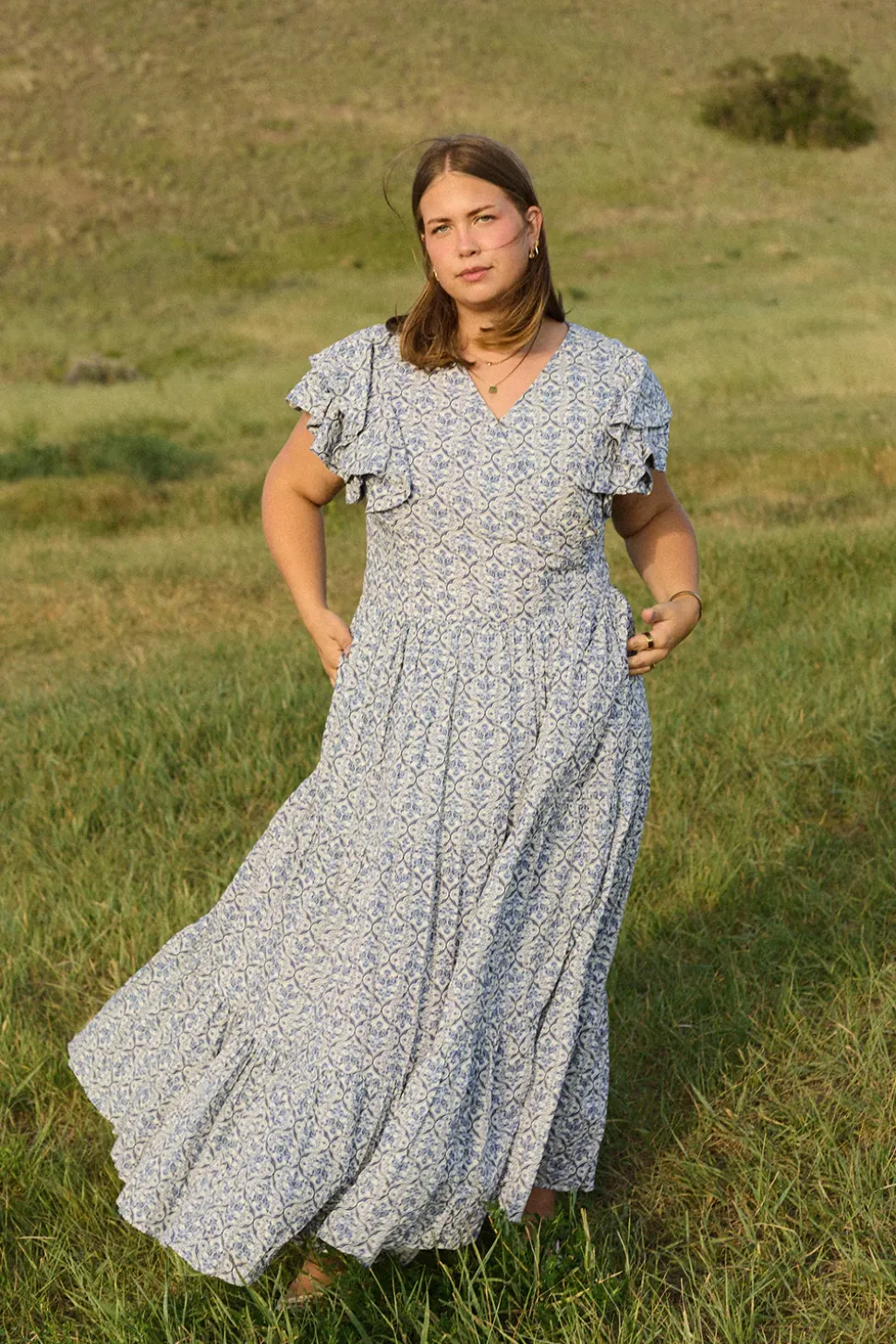 Trixie Dress in Blue Moroccan Tile