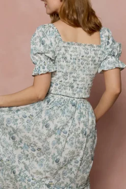 Valencia Dress in Ivory Climbing Vine Bloom