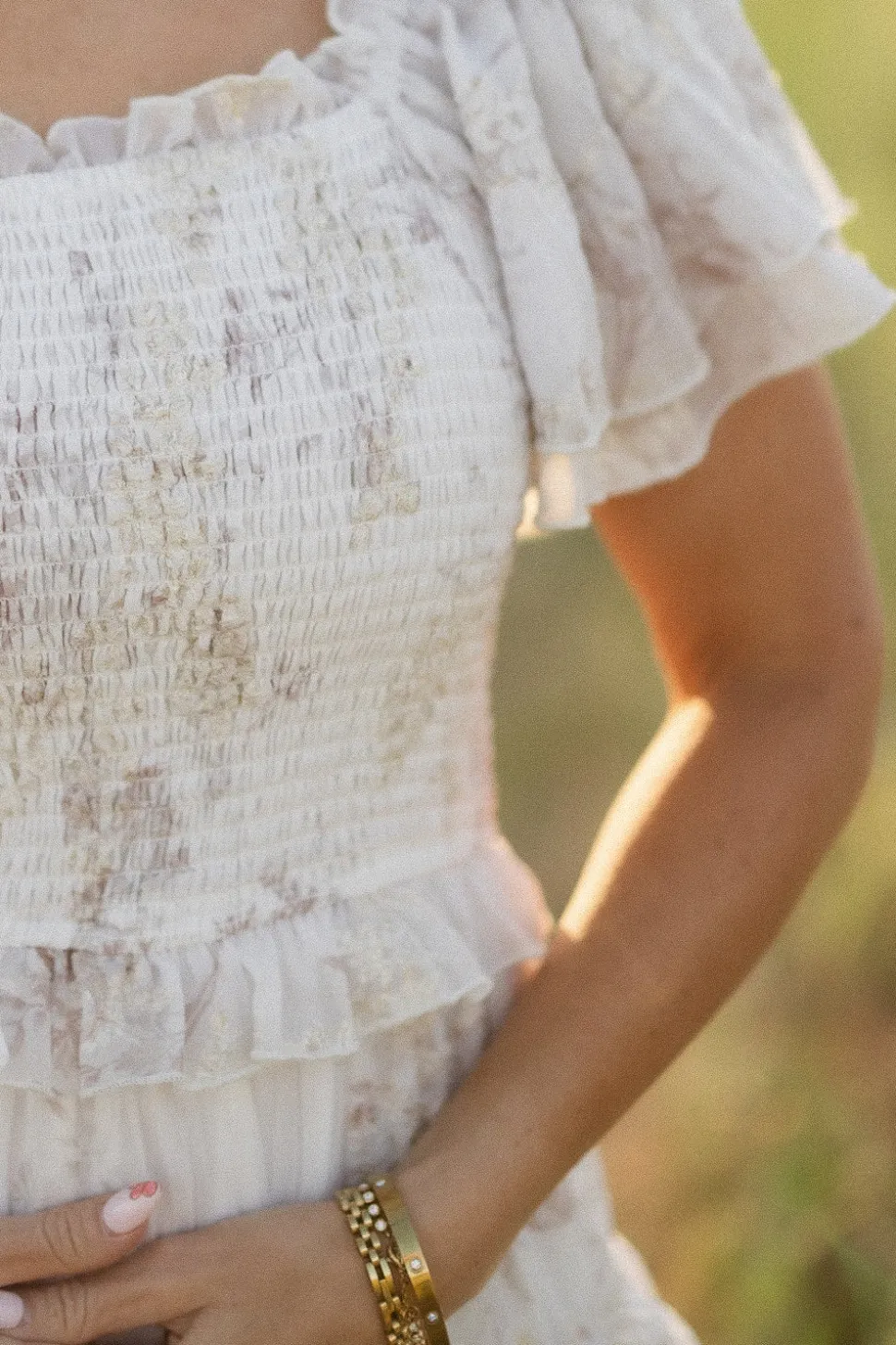 Winnie Dress in Bright White Wispy Wildflower