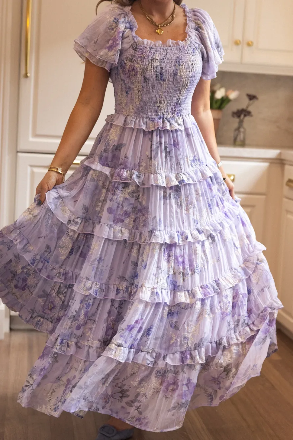 Winnie Dress in Lavender Aquarelle Fleur