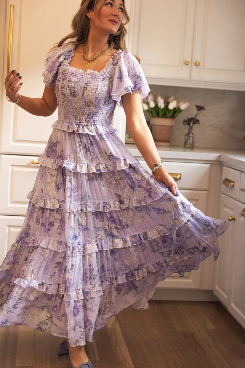 Winnie Dress in Lavender Aquarelle Fleur