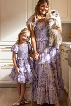Winnie Dress in Lavender Aquarelle Fleur