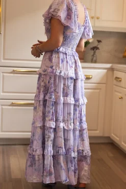 Winnie Dress in Lavender Aquarelle Fleur