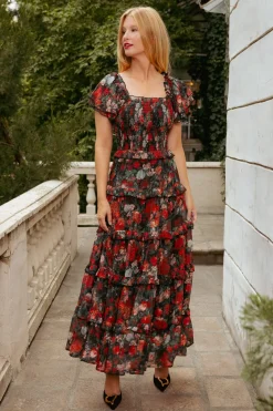 Winnie Dress in Midnight Roses
