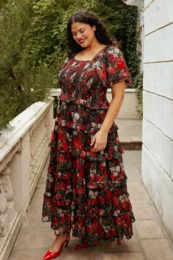Winnie Dress in Midnight Roses