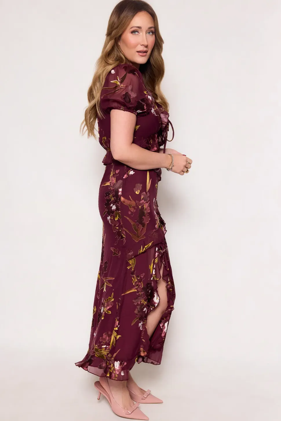 Zamora Dress in Burgundy Floral