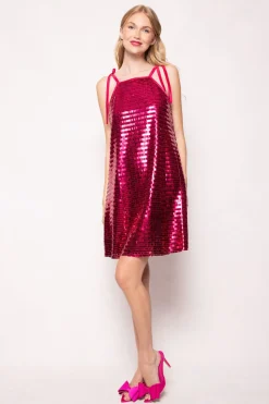 Zelda Dress in Fuchsia Shingle Sequin