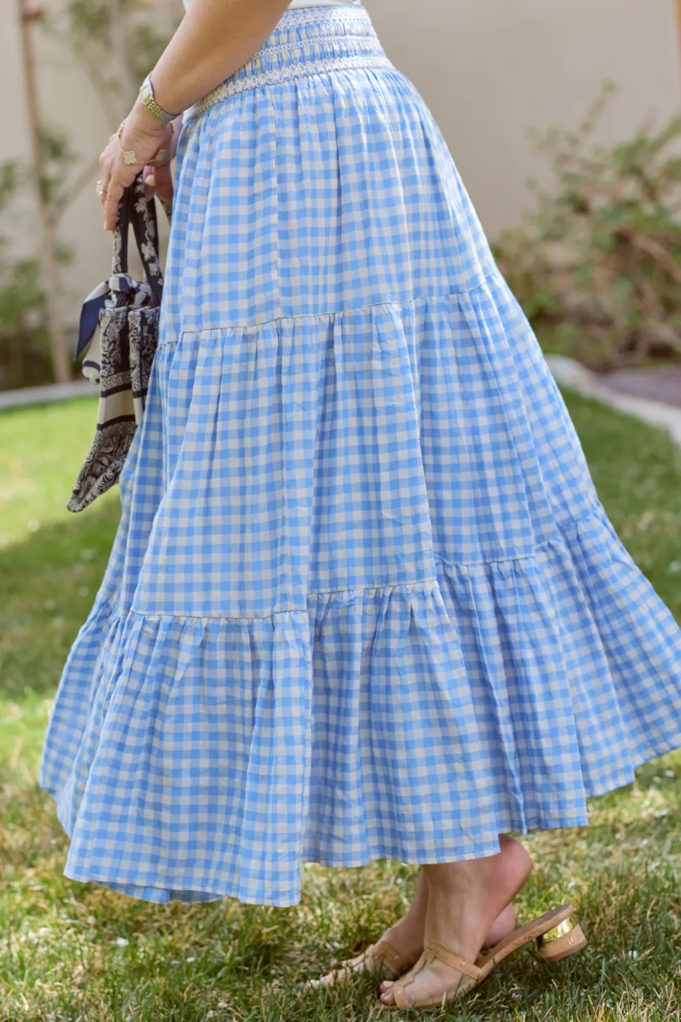 Zoey Skirt in Blue Gingham
